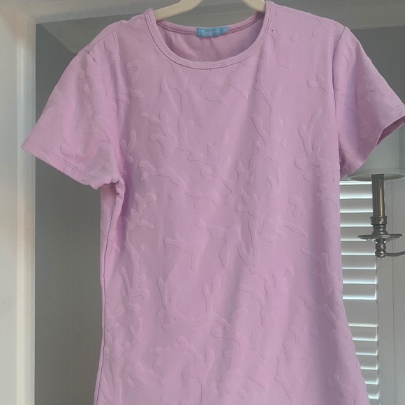 J. McLaughlin pink/purple jacquard Fitted Short Sleeve top/tee XS - Picture 4 of 4